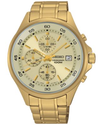 Seiko - Men's Chronograph Special Value Gold-Tone Stainless Steel Bracelet Watch 43mm SKS482