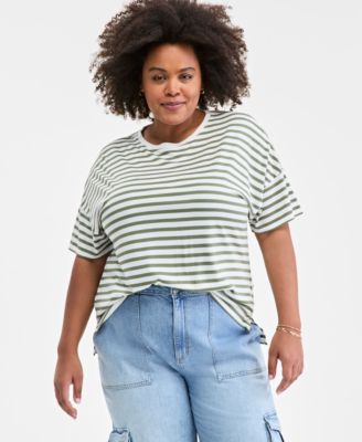 On 34th - Trendy Plus Size Striped Easy T-Shirt