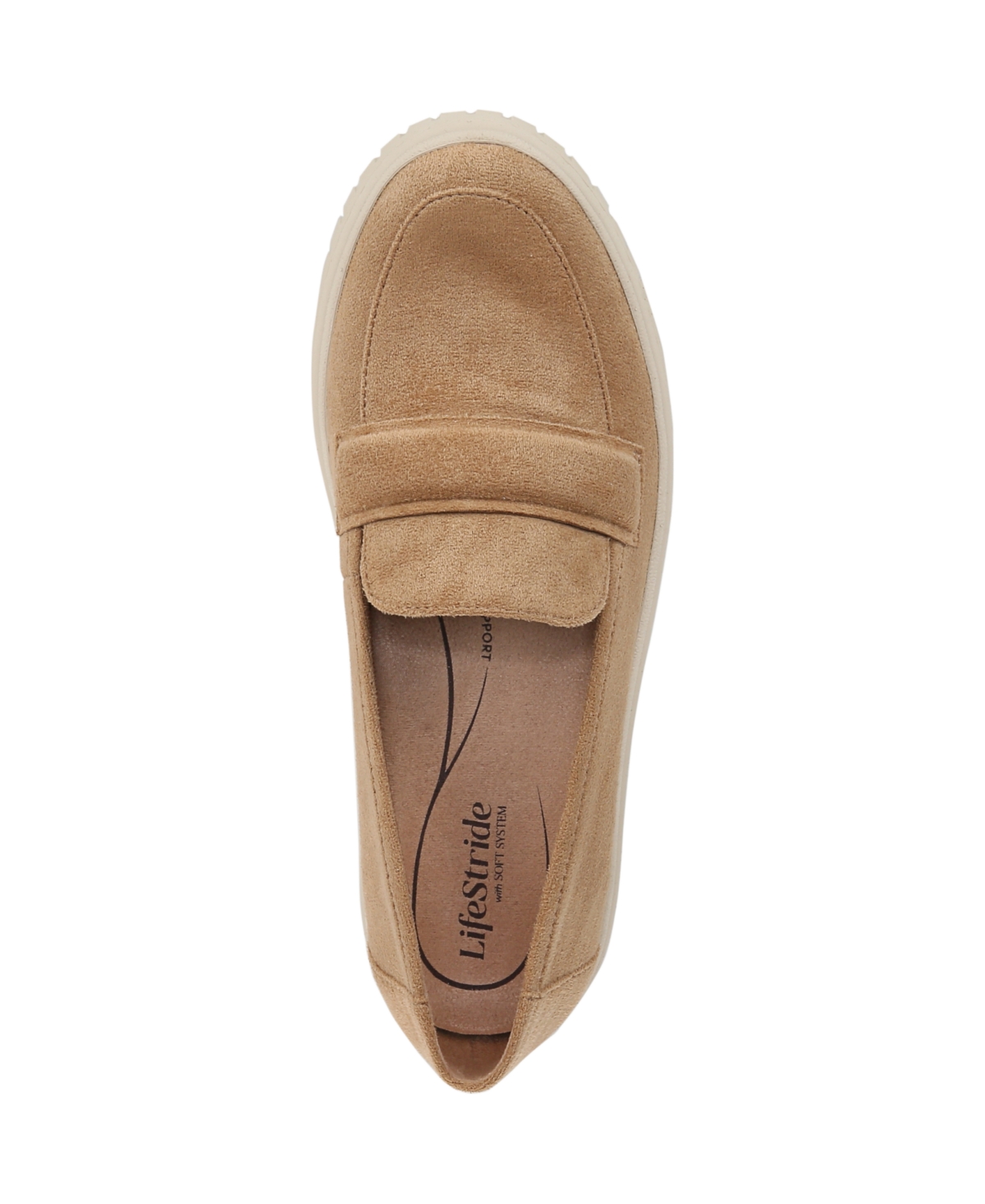 Shop Lifestride Women's Geneva Closed Round Toe Platform Penny Loafers In Cuoio Taupe Microfiber
