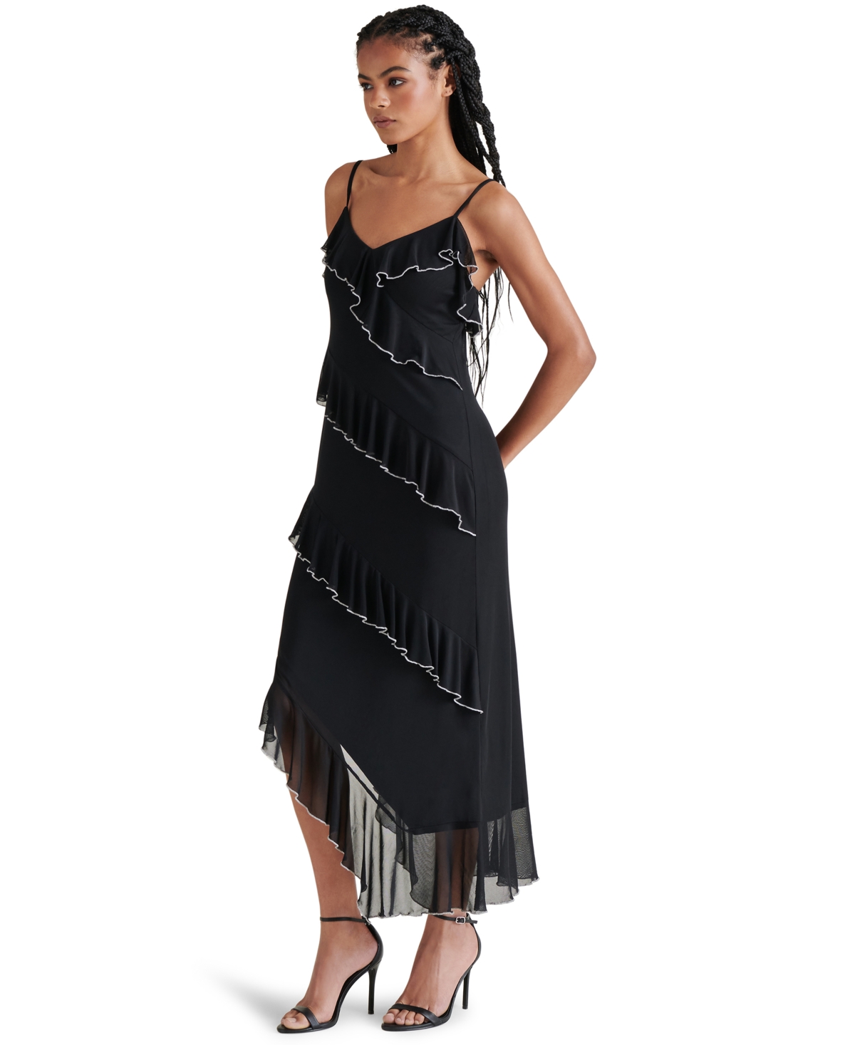 Steve Madden Women's Aidi Ruffled Midi Dress In Black