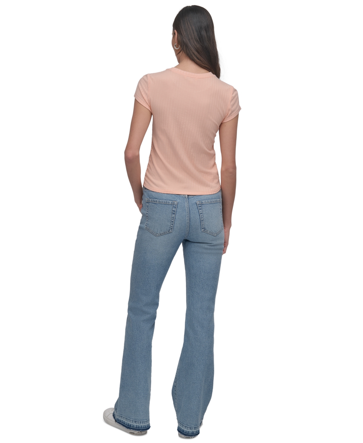 DKNY JEANS WOMEN'S RIBBED CAP-SLEEVE T-SHIRT 