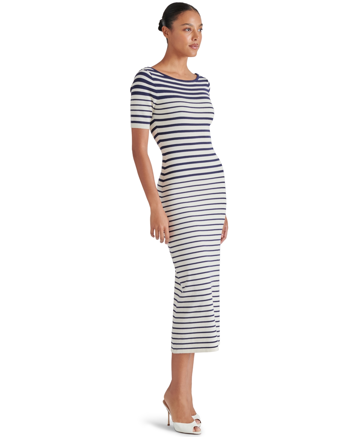 Steve Madden Selah Stripe Knit Midi Dress In Ivory Stripe
