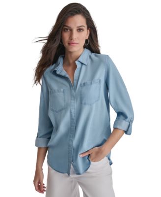 Women's Roll-Tab-Sleeve Button-Front Shirt