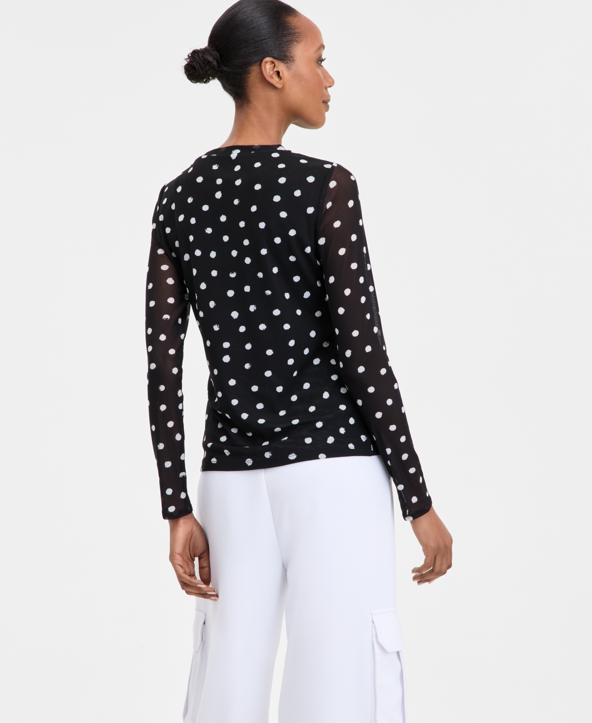 Inc International Concepts Women's Printed Mesh Top, Exclusively At Macy's In Ari Dots-b