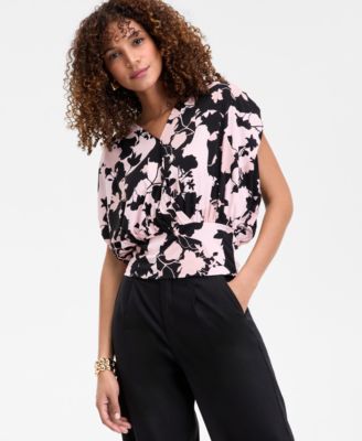 I.N.C. International Concepts - Women's Floral-Print Surplice-Neck Blouse