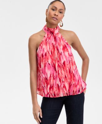 I.N.C. International Concepts - Women's Printed Pleated Chiffon Halter Top
