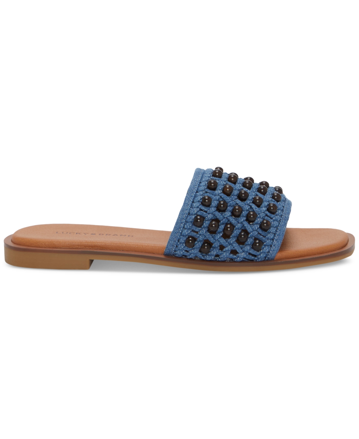 LUCKY BRAND WOMEN'S GIDYA BEADED SLIDE FLAT SANDALS 
