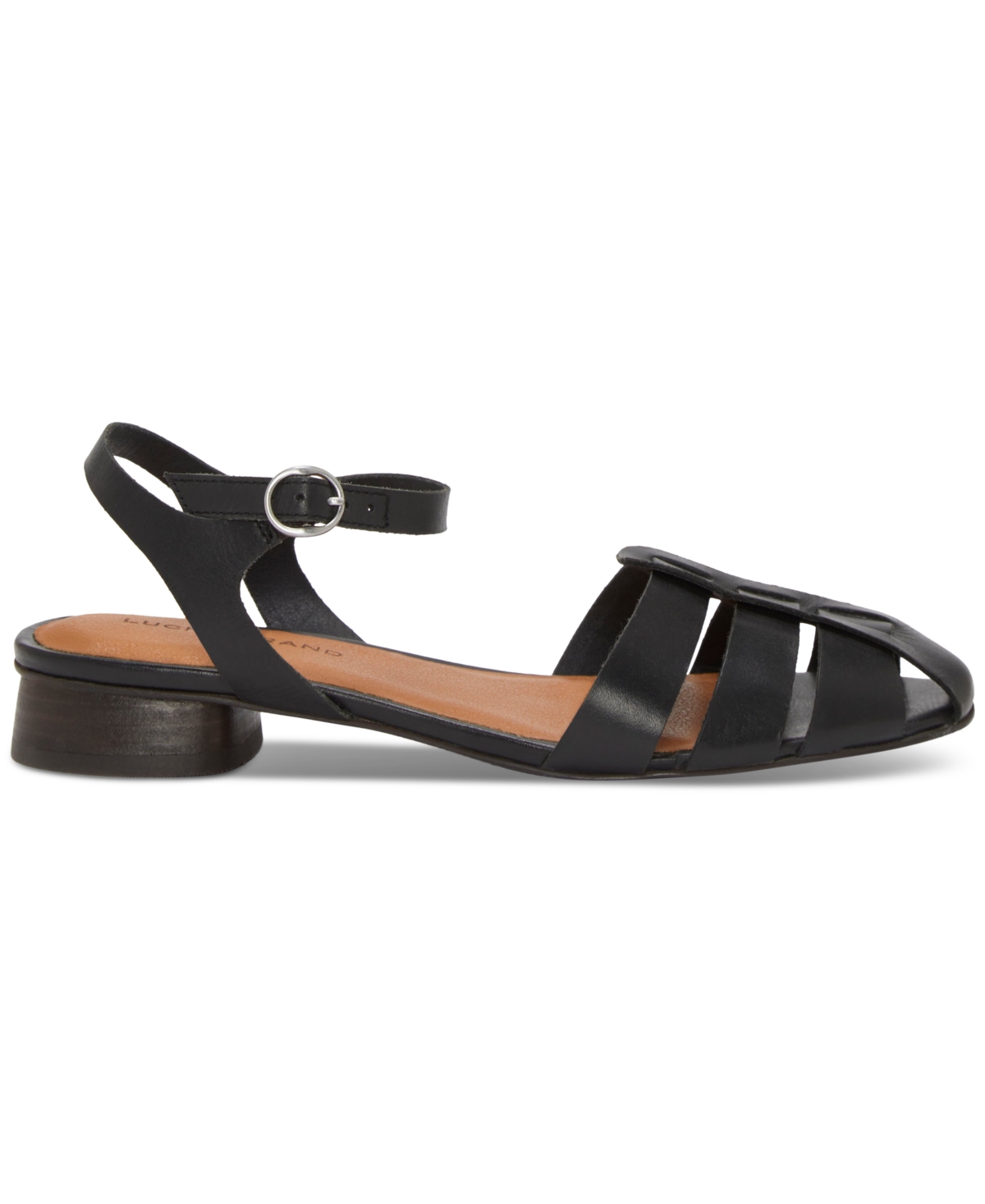 Shop Lucky Brand Women's Zilma Ankle Strap Fisherman Flat Sandals In Black Summer Haze Leather