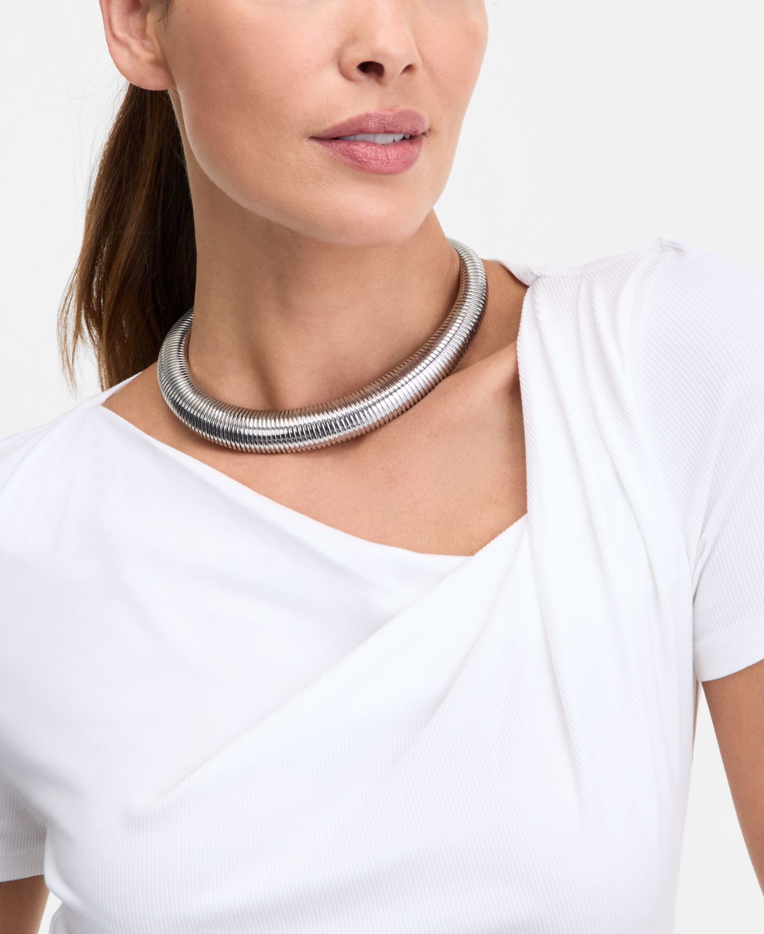 Women's Short Sleeve Asymmetric-Neck Top