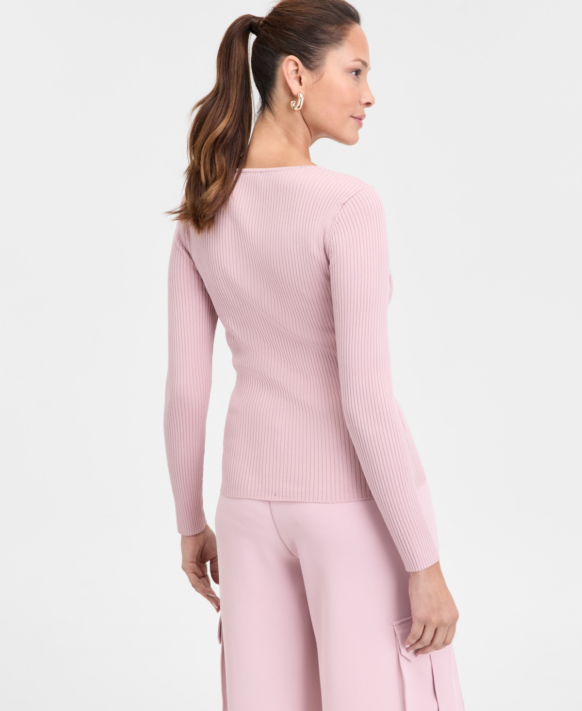 Inc International Concepts Women's Sweetheart-neck Sweater, Exclusively At Macy's In Pale Mauve