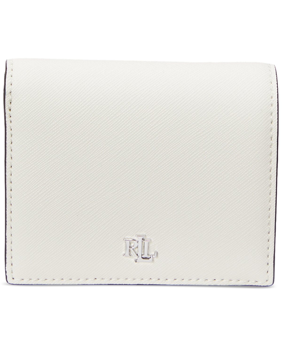 Crosshatch Leather Compact Wallet - Soft White