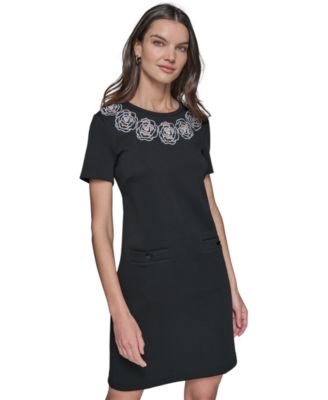 KARL LAGERFELD PARIS - Women's Cutout Rosette-Trim Dress