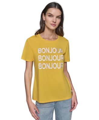 KARL LAGERFELD PARIS - Women's 3X Bonjour Crewneck Tee