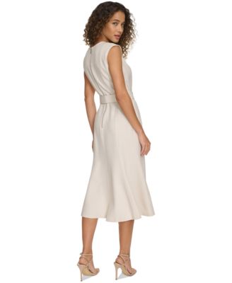 navy blue dress for baby girl Calvin Klein Women's Belted A-Line Midi Dress