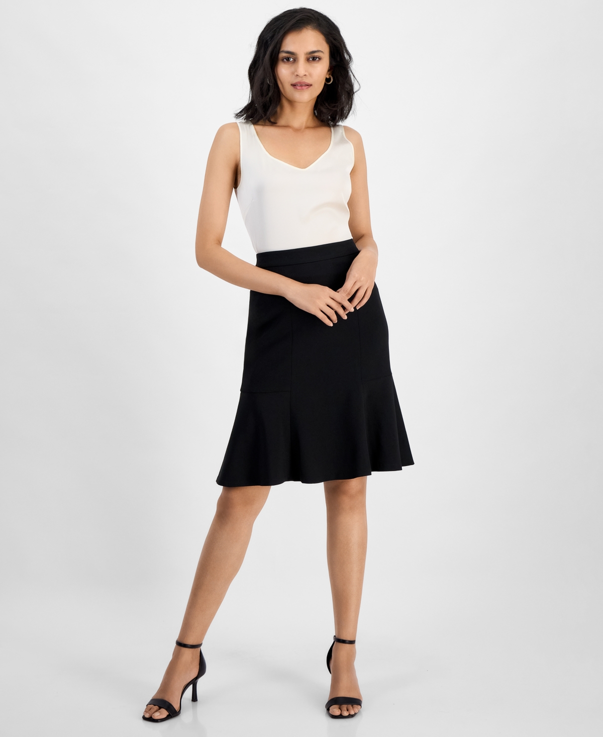 Women's Side-Zip Flared Skirt, Regular & Petite Sizes - Lily White