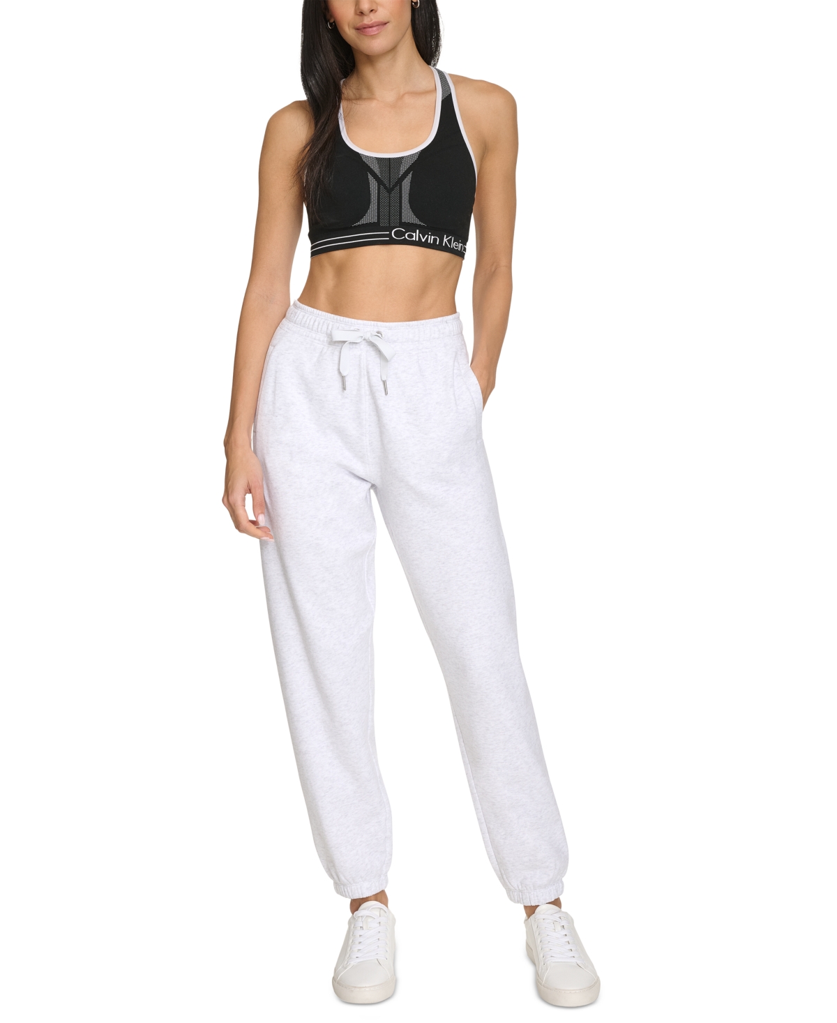 Women's Fleece High Waist Drawstring Sweatpants - Optic Heather
