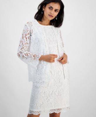 Kasper - Women's Lace Open-Front 3/4-Sleeve Jacket