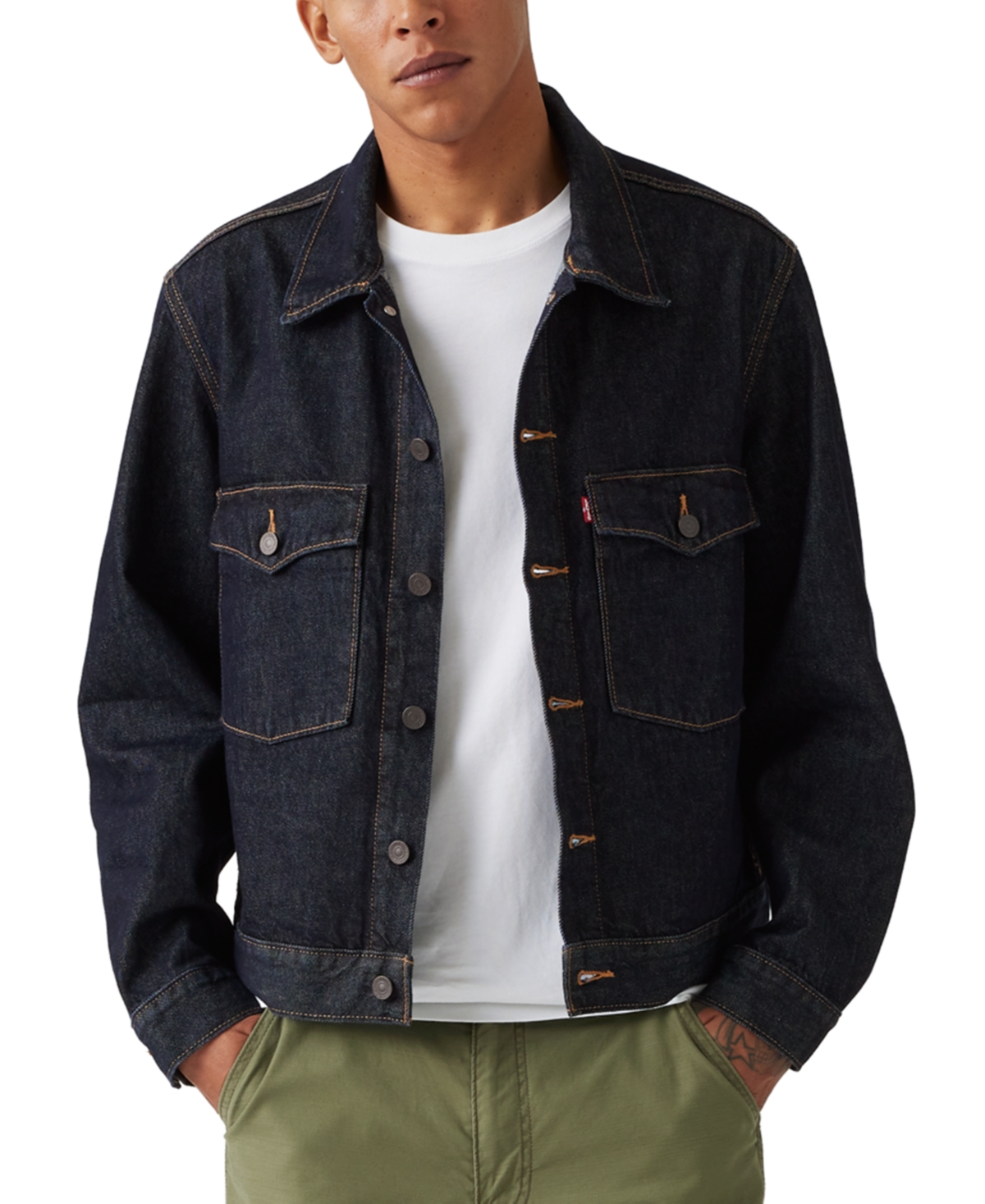 Men's Embarcadero Station Relaxed-Fit Denim Trucker Jacket - Love Your Smile Rinse