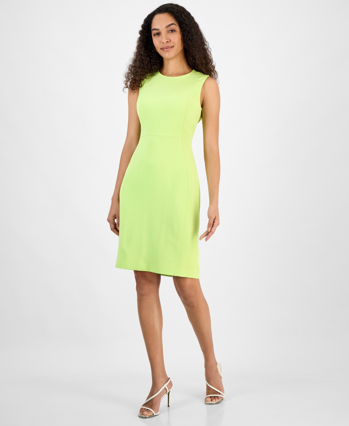 Women's Princess-Seam Sleeveless Sheath Dress, Regular & Petite Sizes - Spring Green