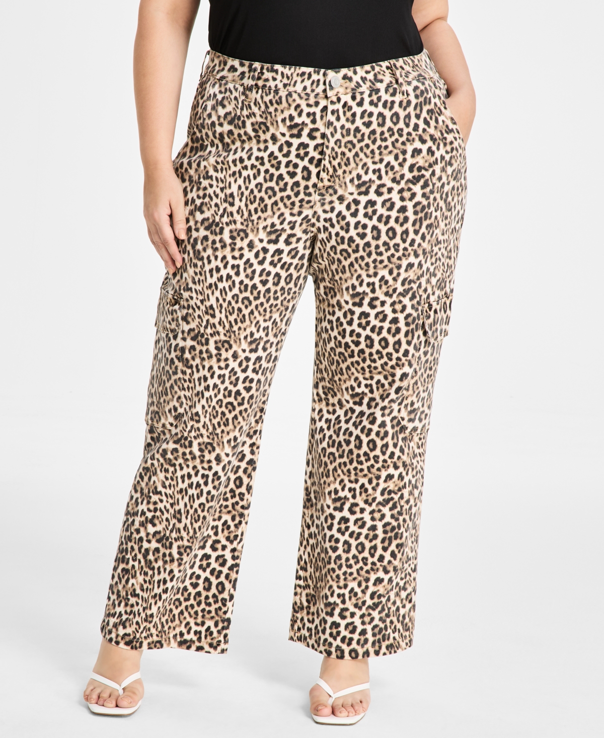 Bar Iii Trendy Plus Size High-rise Cheetah-print Jeans, Exclusively At Macy's In Clara Cheetah A