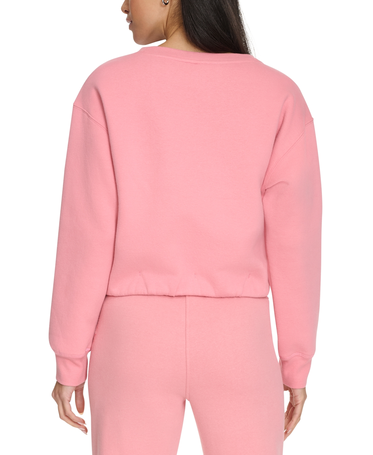 Shop Calvin Klein Performance Women's Flocked-logo Fleece Sweatshirt In Brandied Apricot