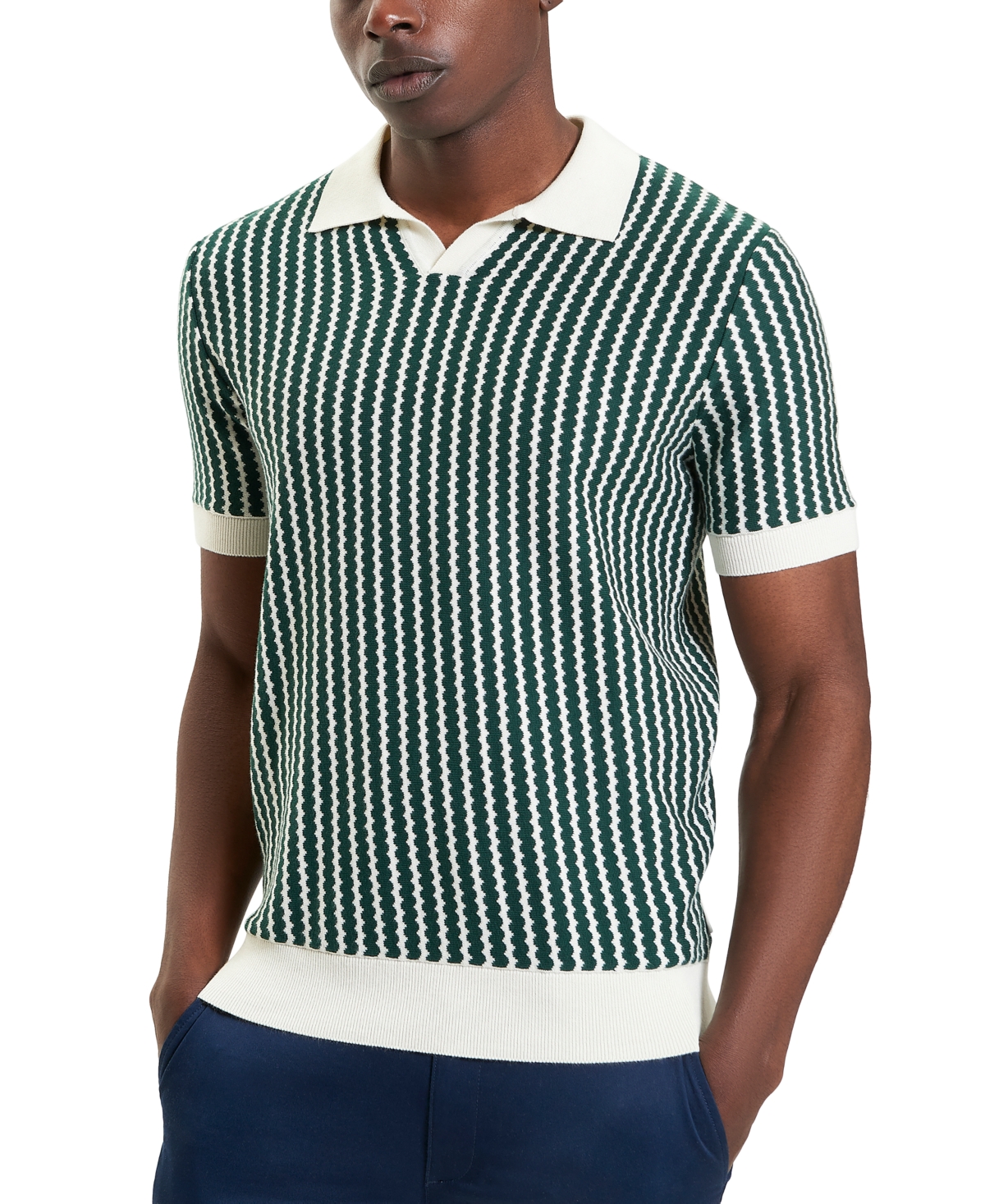 Ben Sherman Vertical Wave Johnny Collar Polo In Animal Print