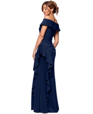 Women's Off-The-Shoulder Ruffled Side-Slit Gown