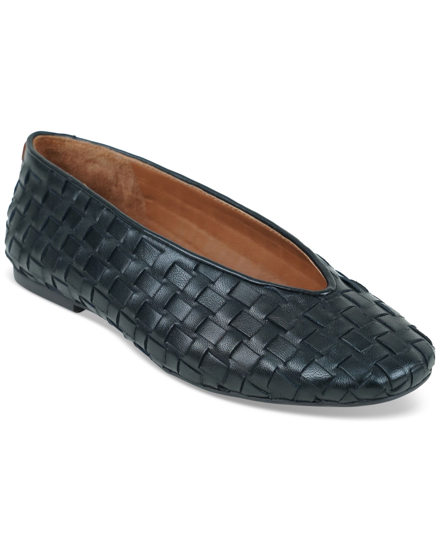 Женские балетки Gentle Souls Willow Woven Flats, цвет: Чёрный кожаный — фото 1