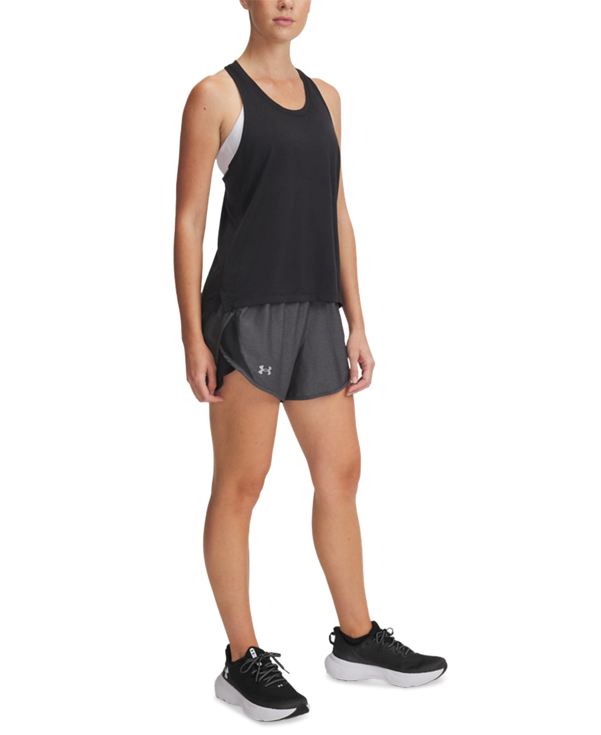 Women's Fly By Heathered Elastic-Waist Shorts - Black