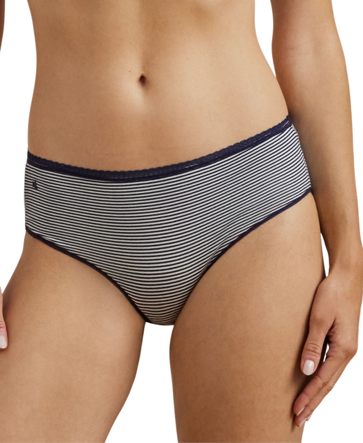 Women's Mid-Rise Hipster Underwear 4L0216 - Navy/silk White