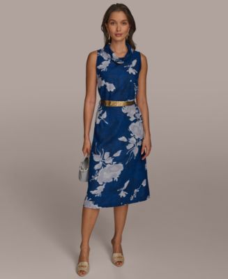 【Donna Karan New York】Missy Cowl Neck Belted Sheath Dress Donna Karan New York Women's Missy Cowl Neck Belted Sheath
