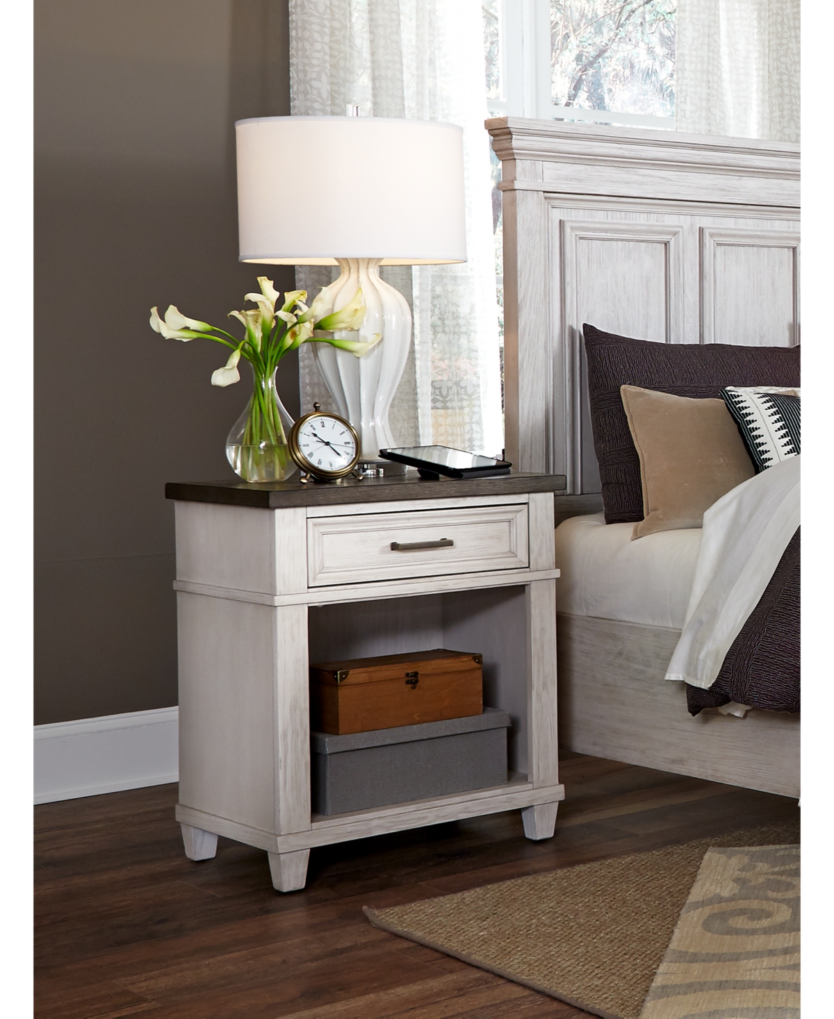 Macy's Axis 1-drawer Nightstand In Ivory