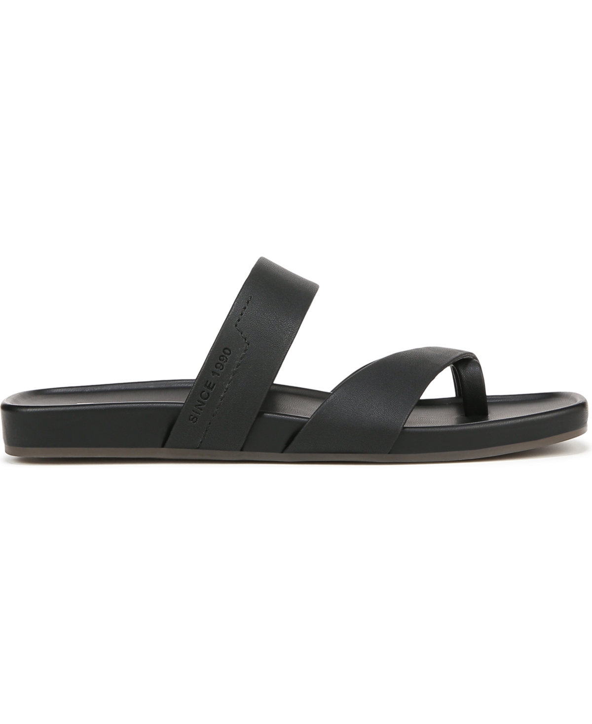 Franco Sarto Women's Estella Open Square Toe Slide Flat Sandals In Black Faux Leather