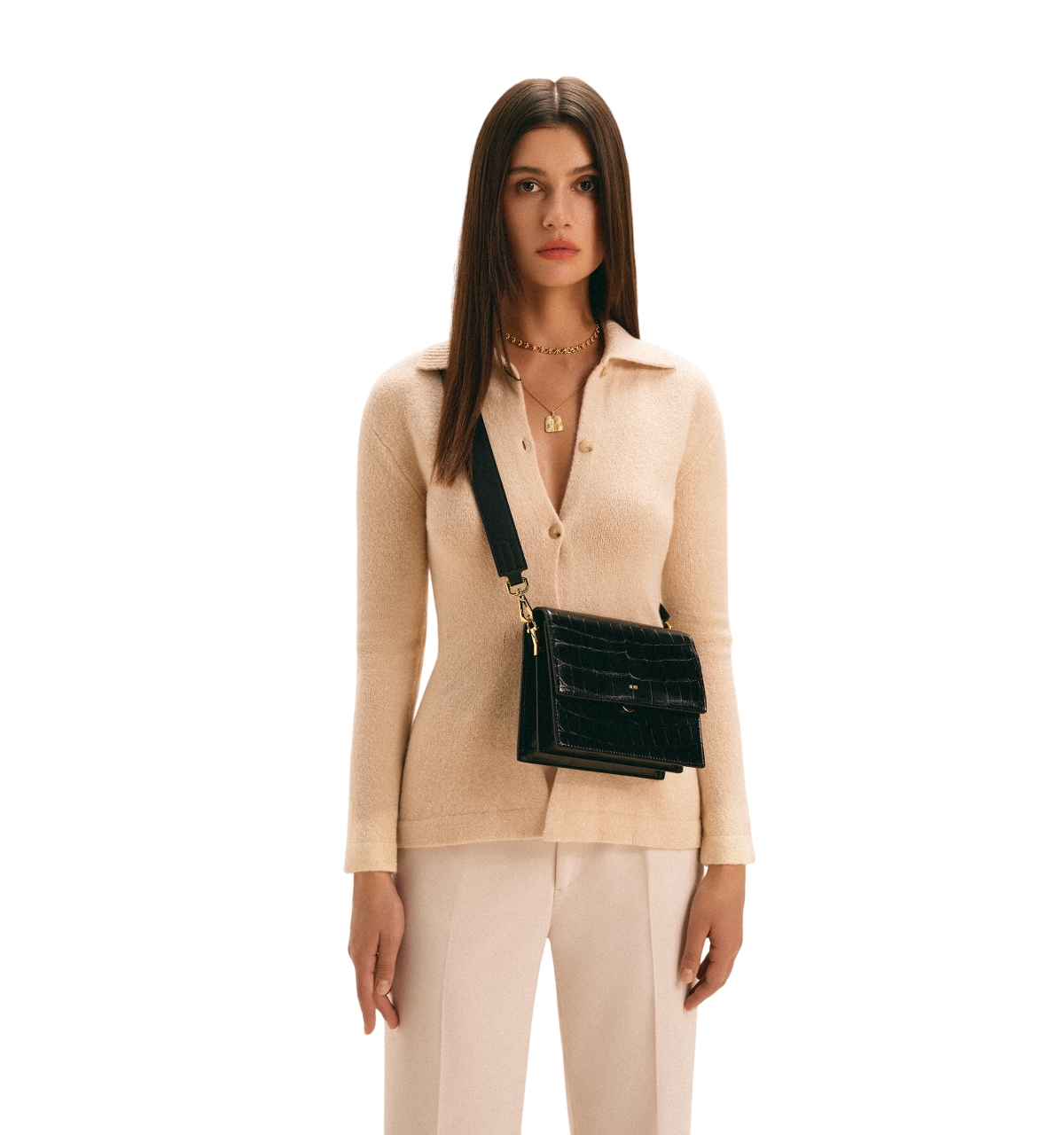 Jw Pei Handbags Mini Flap Croc Crossbody Bag In Black Croc