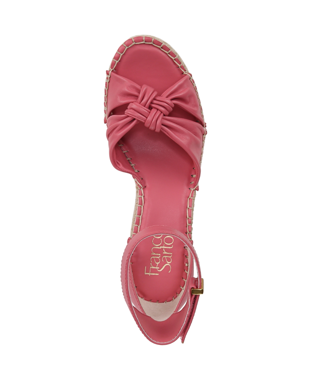 Franco Sarto Clementine Ankle Strap Platform Wedge Sandal In Strawberry Pink Leather
