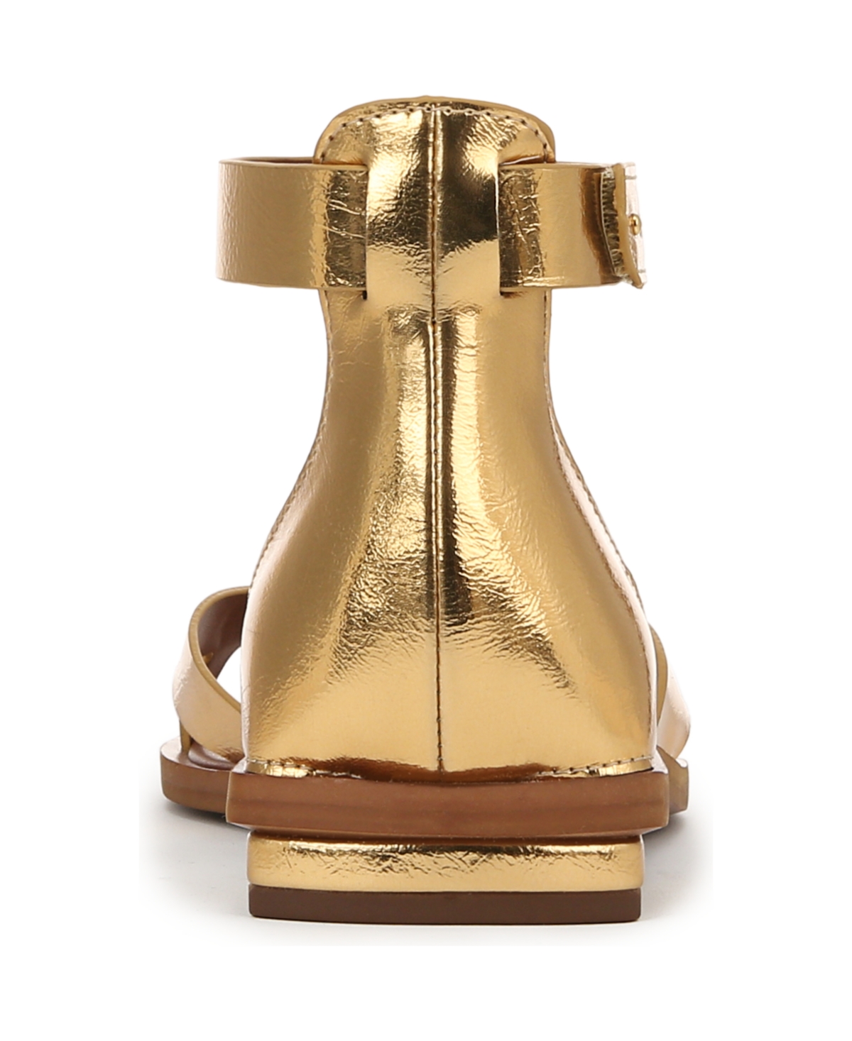 Franco Sarto Women's Elisa Open Square Toe Ankle Strap Flat Sandals In Gold Faux Leather