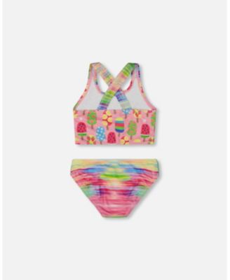 Girls Printed Two-Piece Swimsuit Multicolored