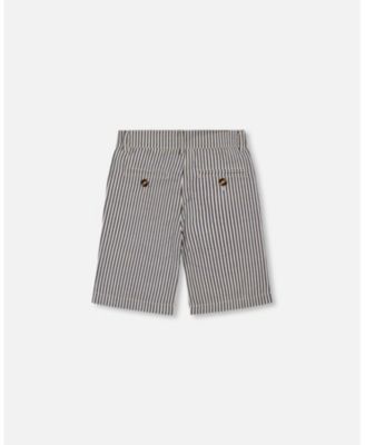 Big Boys Slant Pocket Bermuda Shorts Navy Blue Striped