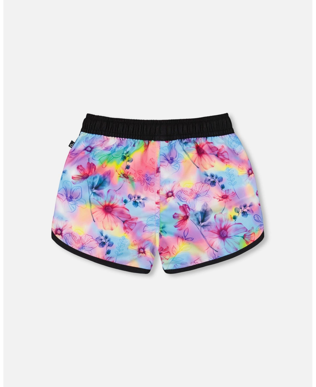 Deux par Girls Printed Swim Shorts Butterflies On Multicolored And Black Background