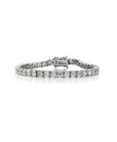 Sterling Silver with Clear Cubic Zirconia Tennis Bracelet in White Gold Plated, 14K Gold Plated, or 18K Rose Gold Plated - White