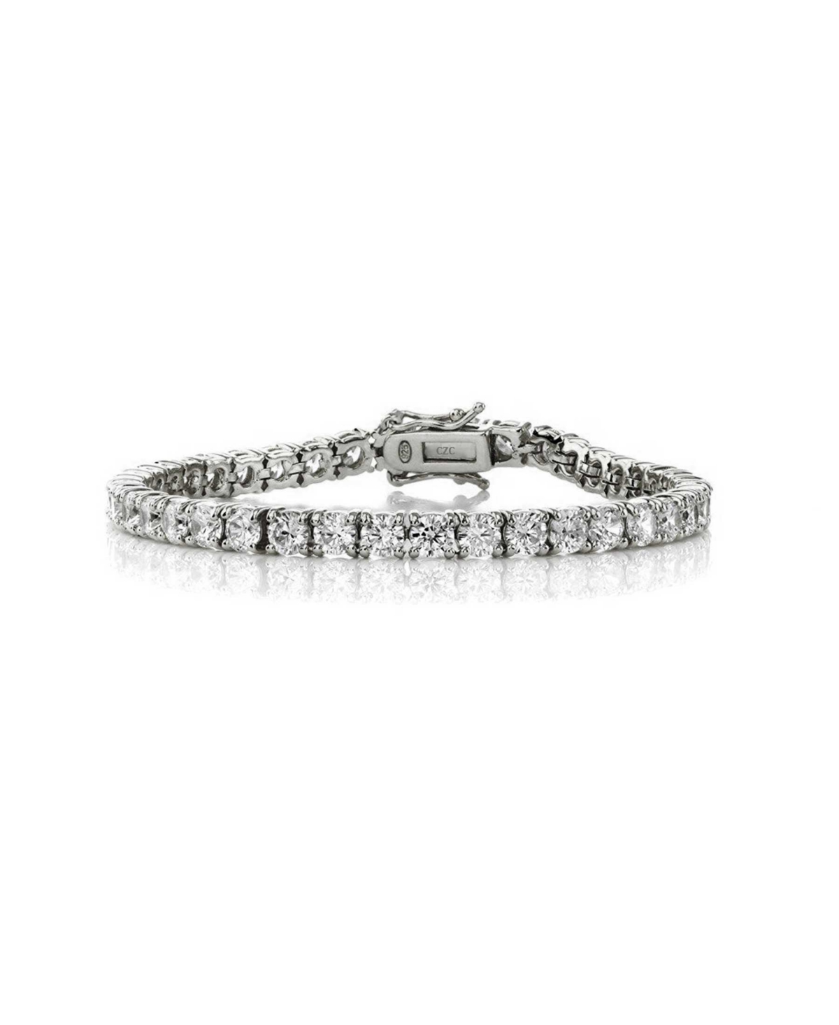 Sterling Silver with Colored Cubic Zirconia Tennis Bracelet in White Gold Plated, 14K Gold Plated, or 18K Rose Gold Plated - Pink