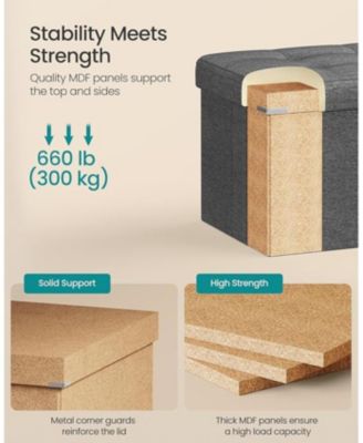 43-Inch Folding Storage Ottoman Bench, Holds up to 660 lbs, Dark Gray