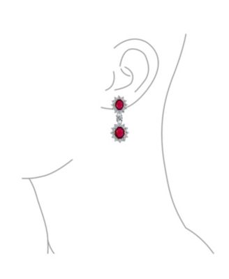 Crown Halo Pave Cubic Zirconia CZ Drop Dangling Oval Chandelier Clip On Earrings Statement Non-Pierced