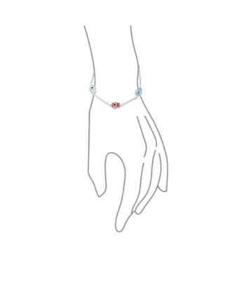 Turkish Colorful Evil Eye Hamsa Hand Charm Bracelet Sterling Silver