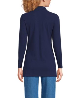 Women's Long Sleeve Polished Rib Button Through Tunic Shirt