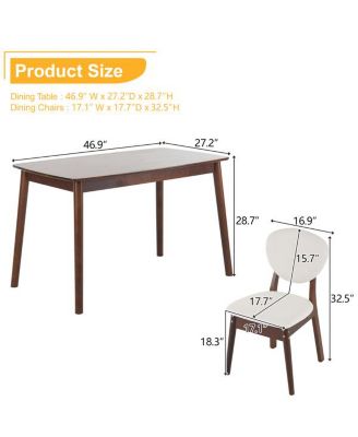 Rubber Wood Dining Table and Chair Set with Cushions