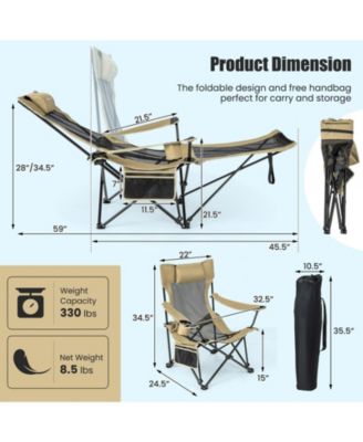 Camping Lounge Chair with Detachable Footrest Adjustable Backrest