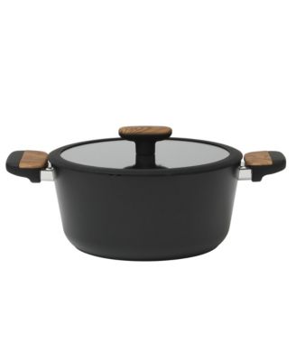 Platinum Oxburg 14 Piece Forged Aluminum PFA Free Non-toxic Premium Ceramic Non Stick Interior Cookware & Kitchen Tools Set - Black W. Wood Handles