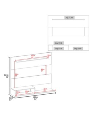 Irmo Wall-Mounted Entertainment Center with Shelves, White