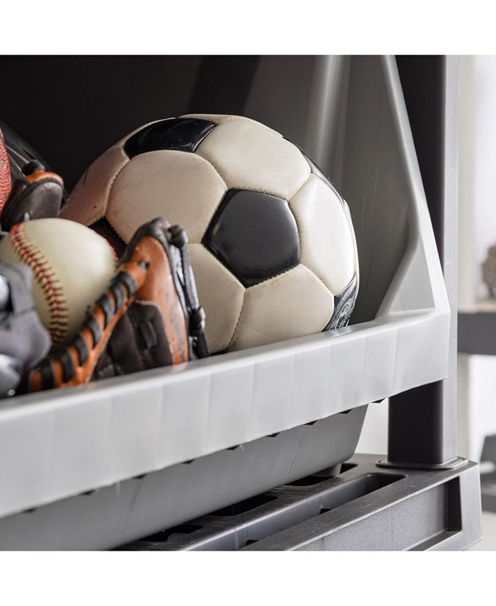 IRIS USA Medium Stackable Storage Bins Open Front, Heavy Duty Garage Organization, Gray 3Pack